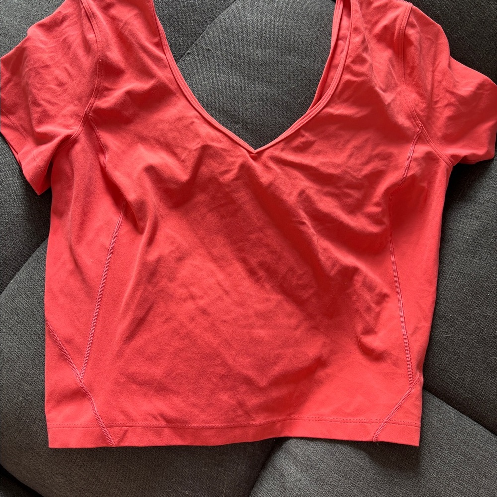 Lululemon Athletica Red V-Neck Crop Top